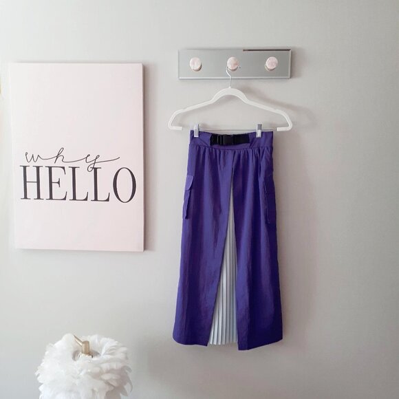 EUC Franc belted purple skirt with pleated grey accent and cargo pockets, O/S - Picture 4 of 8